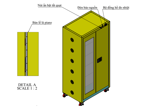 Tủ sạc accquy, pin có cửa kính quan sát, 2 cánh, có ô kính quan sát
