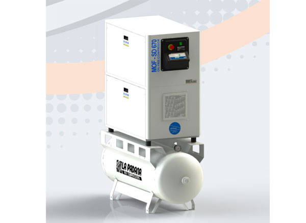 Máy nén khí không dầu MOF-SD 1270, 2 động cơ x 4.5KW, kèm sấy khí