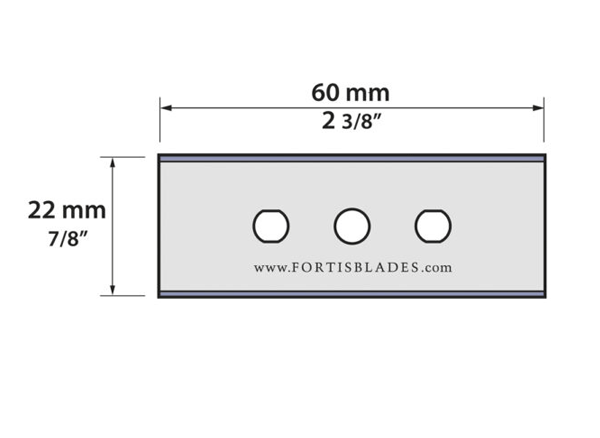 Lưỡi dao 3 lỗ 60x22x0.2mm FORTIS, xuất xứ EU