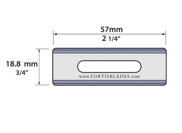 Lưỡi dao lam có rãnh – Góc bo tròn 57 × 19 mm FORTIS, xuất xứ EU