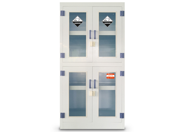 PP Chemical Storage Cabinet, 4 Glass Door, 45Gal/170L